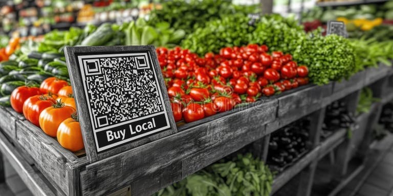 Fresh produce with QR code for traceability